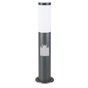 Monzana Wegeleuchte Dahlia, grau, mit 230 V Netzstrom, Pollerleuchte, E27-Fassung, IP44, mit Steckdose, Höhe 50 cm