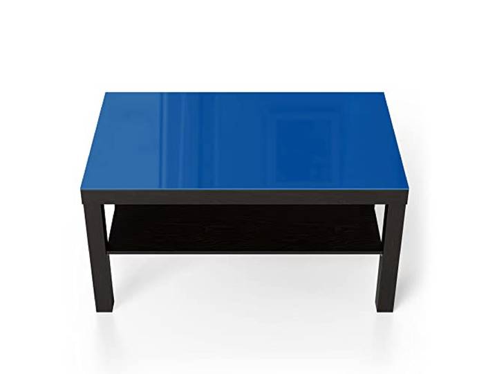 DEQORI Glastisch schwarz groß 90x50 cm Unifarben - Mittelblau ausgefallener Beistelltisch aus Glas Hochglanz Couchtisch fürs Wohnzimmer moderner Couch Tisch mit Design