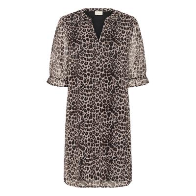 Midikleid CREAM "Kleid CRYuna", Damen, Gr. 34, N-Gr, beige (natrual animal spots), Obermaterial: 100% Polyester PES., Kleider Midikleid