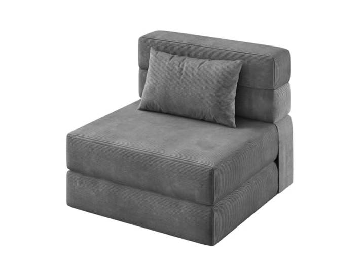 GarveeMore 4-in-1 Klappbares Schlafsofa Sessel/Futon & Floor Couch Memory-Foam Matratze, abnehmbarer waschbarer Leinenbezug, inkl. Kissen, platzsparendes Einzel-Gästebett