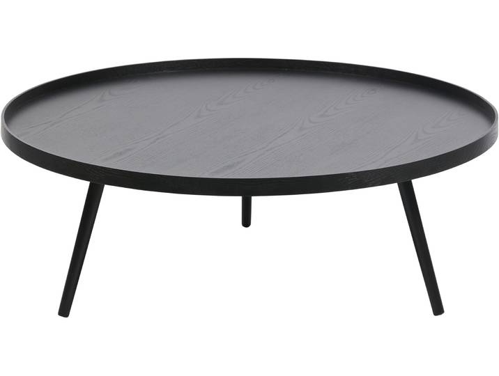 Beistelltisch WOOOD Mesa mit MDF-Tischblatt und Kiefernholzbeinen Ø 100 x H 36 cm , schwarz, B:100cm H:36cm T:100cm, Tische, Beistelltisch, Runde Form mit Randerhöhung, konische Kiefernholzbeine, Tragkraft 15kg