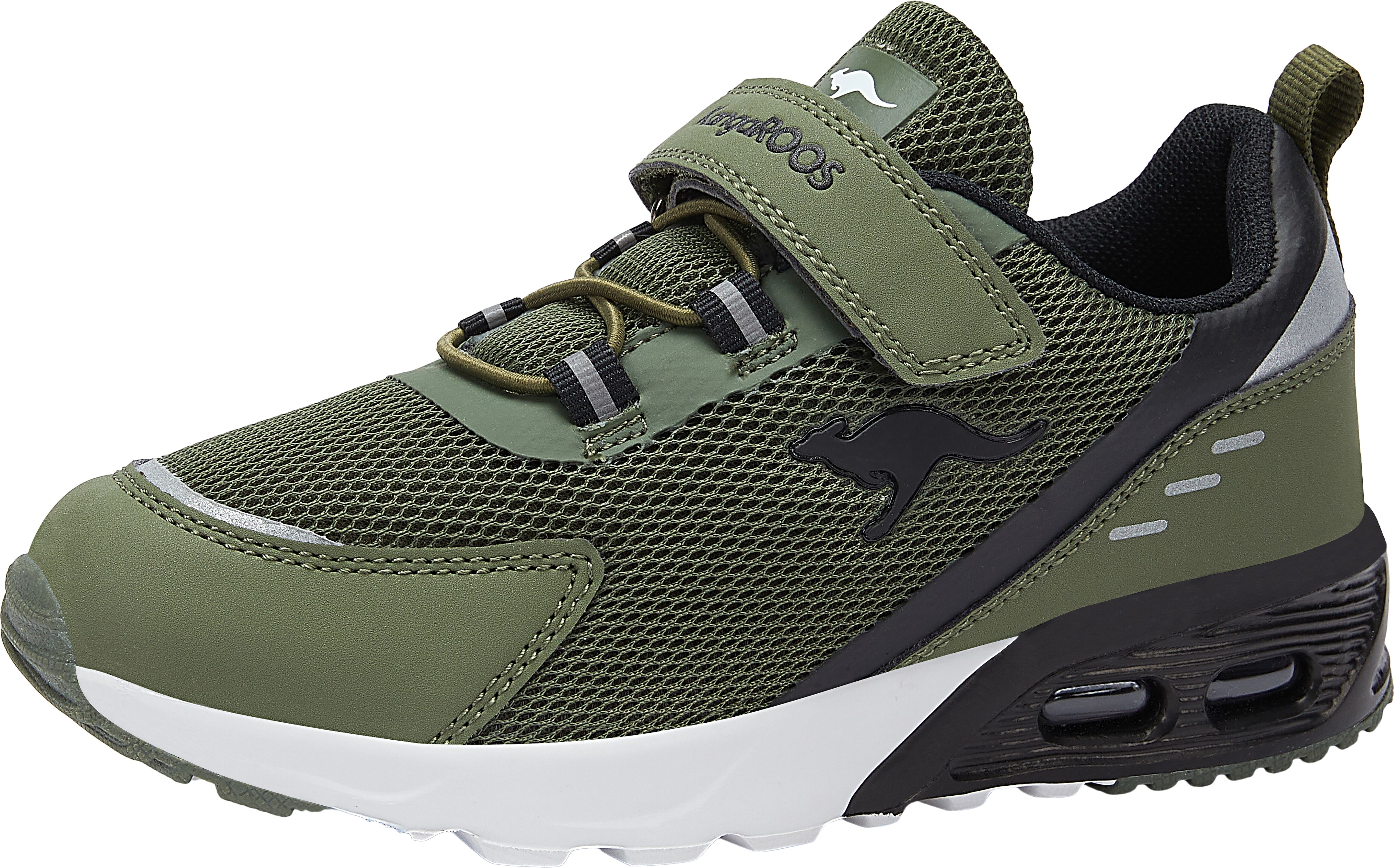 Sneaker KANGAROOS "KX-Arg EV", Jungen, Gr. 32, Textil, grün (olive, jet schwarz), Synthetik, Textil, Schuhe Sneaker olive, jet schwarz 32, Textil