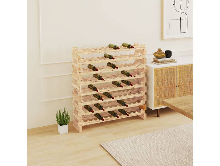HOMCOM Casier à Vin 96 Bouteilles Bois Naturel Modulable 8 Niveaux