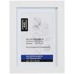 KHG Bilderrahmen   , weiß , MDF,Glas , Maße (cm): B: 13 H: 18