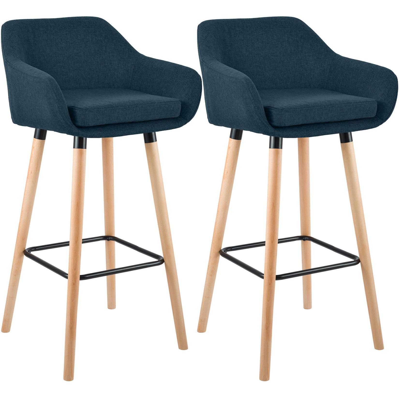 CLP 2er Set Barhocker Grant Stoff - Farbe: blau