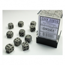 Chessex Würfel - 12 mm - Opaque Grey/black (Würfelset 36 x W6) 292605