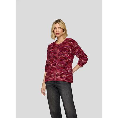 Strickjacke RABE, Damen, Gr. 52, bunt (merlot), Strick, Obermaterial: 63% Polyacryl, 18% Baumwolle, 16% Wolle, 3% Polyamid, gemustert, gestreift, gerade hüftbedeckend, Rundhals, Strickjacken Strickjacke, im Streifen-Design und in Strick-Optik