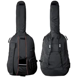 Gewa Premium Contrabas-Hoes mit 10 mm Polsterung, Boogtas, Rucksackgurte und Notentasche (Kontrabass), Instrumententasche + Koffer, Schwarz