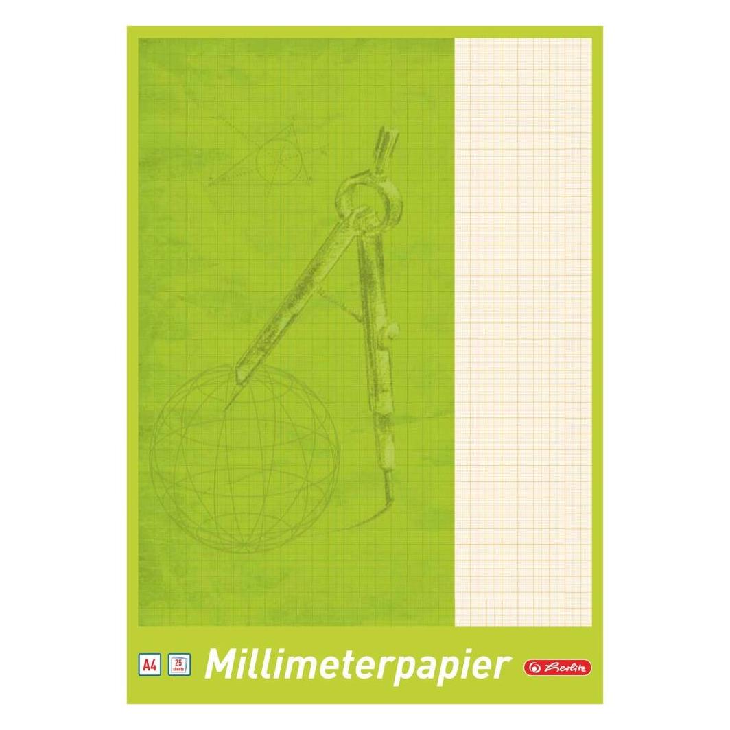 Herlitz Millimeterpapier-Block DIN A4, 80 g/qm, 25 Blatt (A4, Kein Einband) (690404)