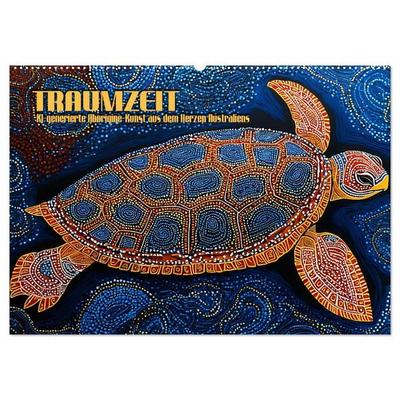 Traumzeit - KI-generierte Aborigine-Kunst aus dem Herzen Australiens (Wandkalender 2027 DIN A2 quer), CALVENDO Monatskalender