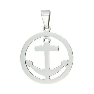 Ankeranhänger AKZENT "Nereus" Silber - Modern & Minimalistisch - Anker", silber (silberfarbig), Schmuckanhänger, Damen, Edelstahl