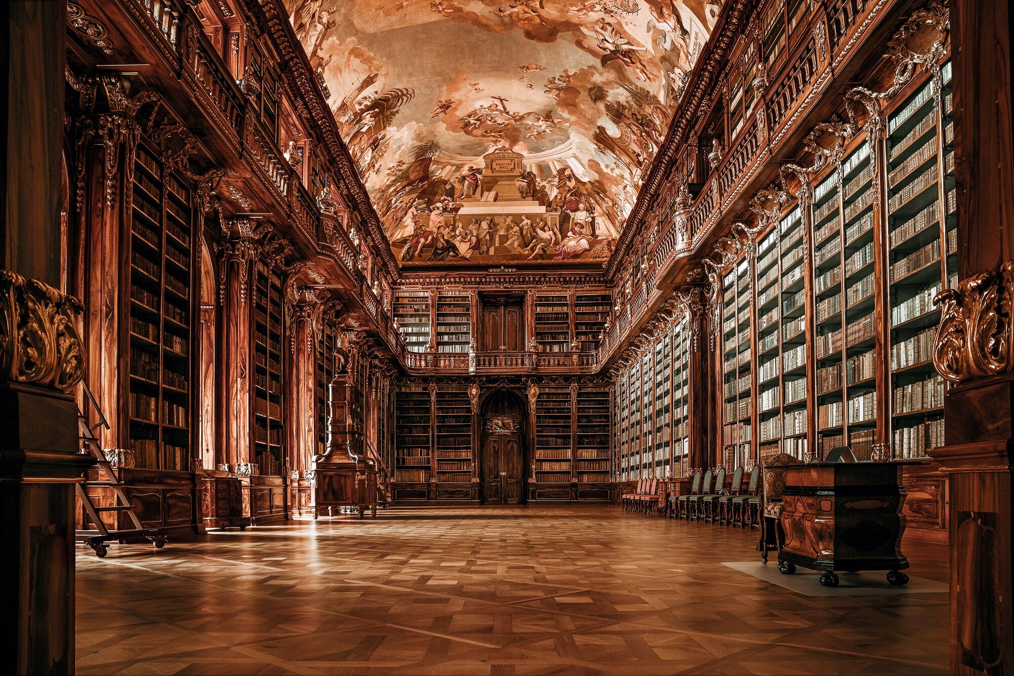 Fototapete PAPERMOON "ARCHITEKTUR-ALTE BIBLIOTHEK", bunt, B:4,5m L:2,8m, Vlies, Tapeten