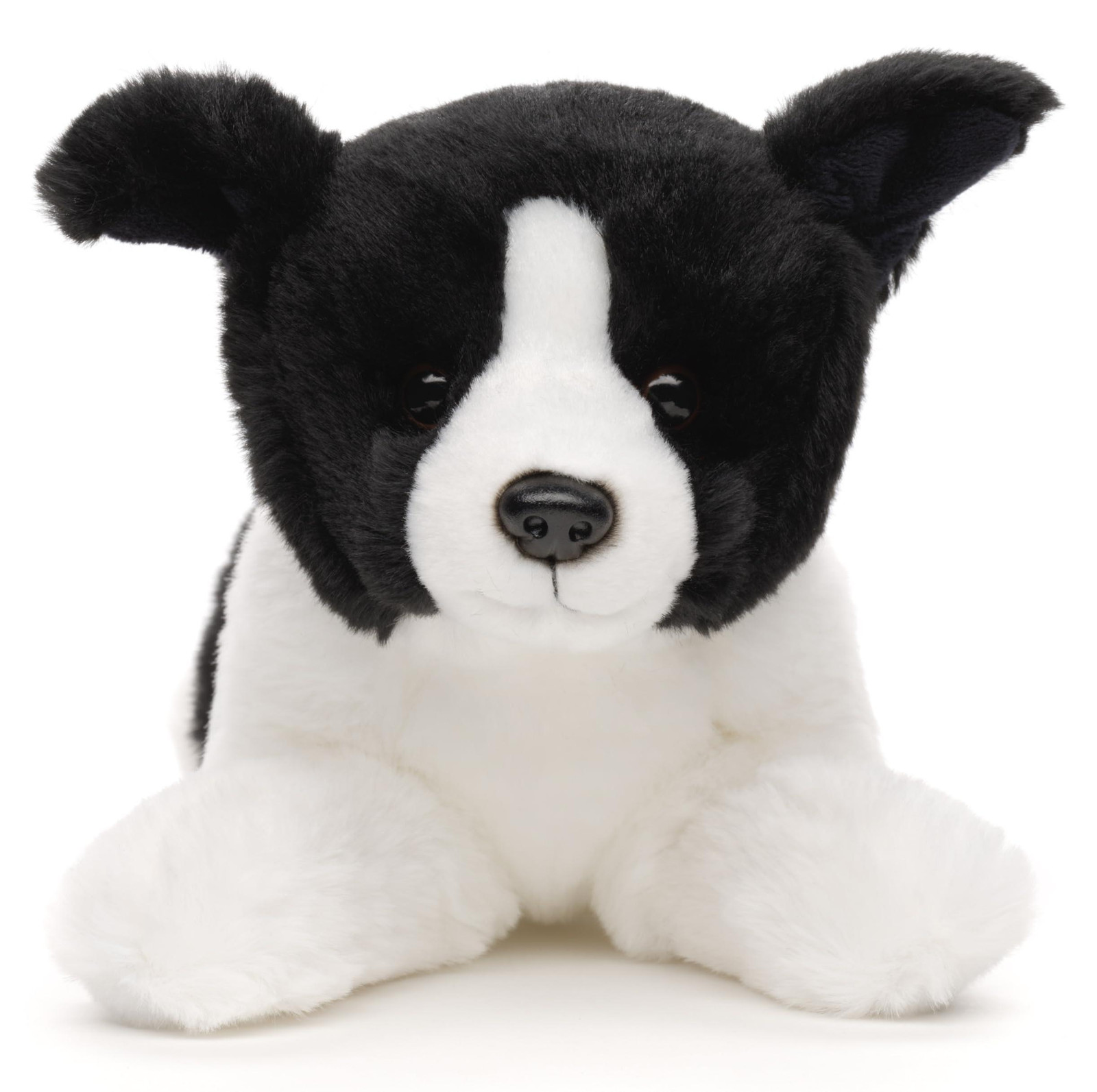 Uni-Toys Eco-lijn Border Collie liggende pluchen knuffelhond, 30 cm