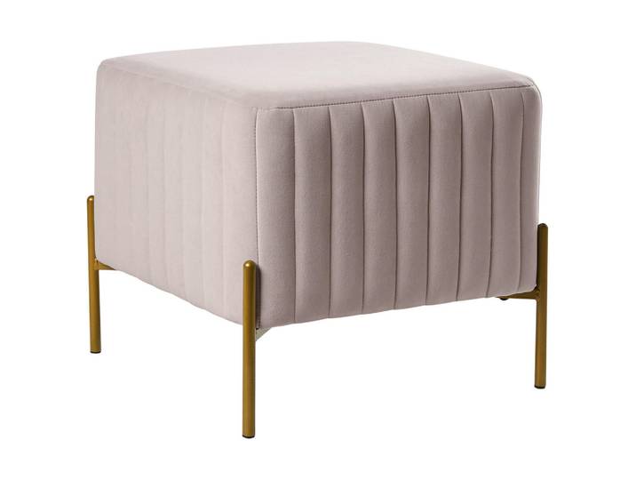 Beliani Hocker Samtstoff Taupe Utah, Quadratisch, 47x43x47 cm, Wohnzimmer, Sessel, Hocker & Hockerbänke, Sitzhocker