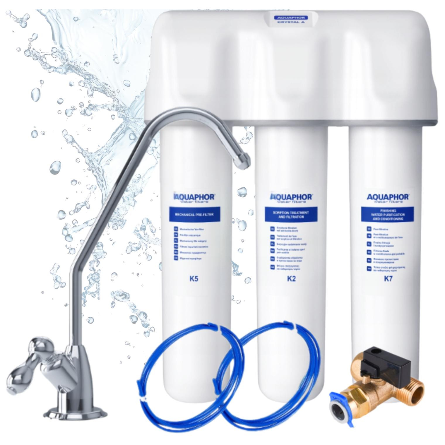 Aquaphor Crystal A TRIO Drinkwaterfiltersysteem met uitloopkraan en bacteriewerend filter