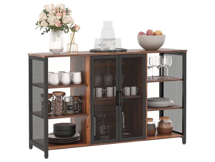 Buffet de cuisine industriel Homcom avec 6 étagères ouvertes 120X40X76 cm Marron