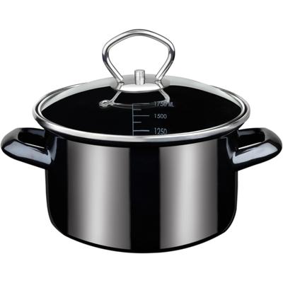 Bratentopf GSW "Profi-Black-Star", schwarz, H:8cm Ø:16cm, Töpfe, Bratentopf, Induktion