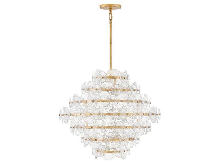 Elstead Lighting Kronleuchter Rene, Messingfarben, Metall, Glas, 74.7x79.4 cm, höhenverstellbar, Lampen & Leuchten, Innenbeleuchtung, Hängeleuchten, Kronleuchter