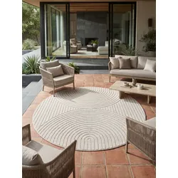 Outdoorteppich rund Outdoor Creme Ø 160 cm - ENGADIN   Kadima Design