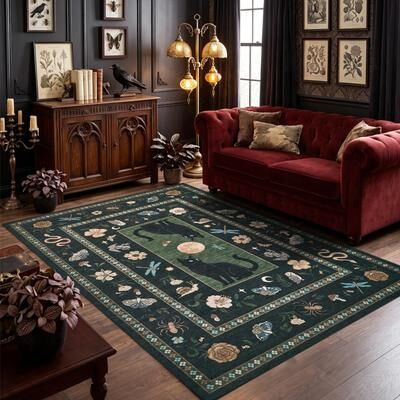 Garvee Black Cat Moon Area Rug