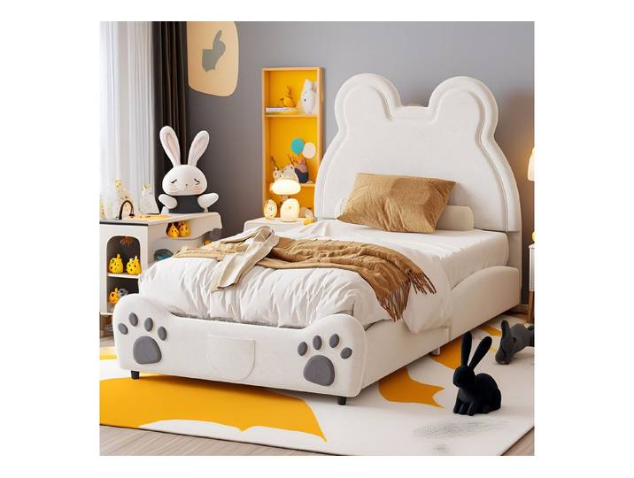 MODFU Polsterbett Bärenform aus hautfreundlichem Samt (Kinderbett mit fantasievollem Design)