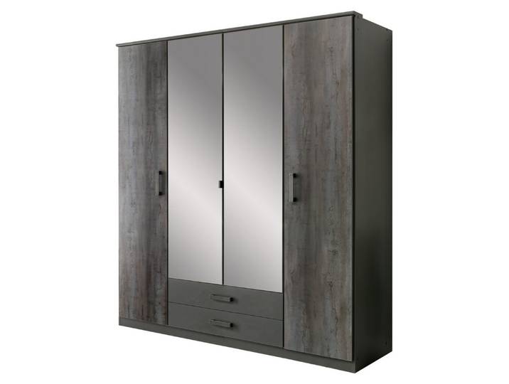 möbel-direkt.de Drehtürenschrank Duisburg in Grafit mit Digi-Steel-Optik (Komplett, 1-St., Kleiderschrank als 2Türer, 3Türer oder 4Türer wählbar) mit Spiegel, in Digi-Steel-Optik