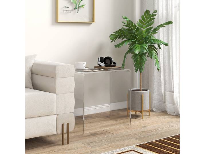 HOMCOM Table Basse Acrylique U 53,5x30,5x53,5 cm Transparent