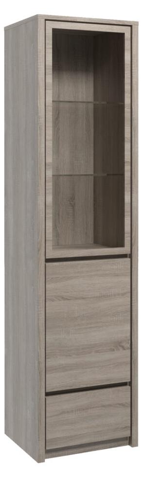 Vitrinenschrank aus Holz in Grau modern eleganter Stil