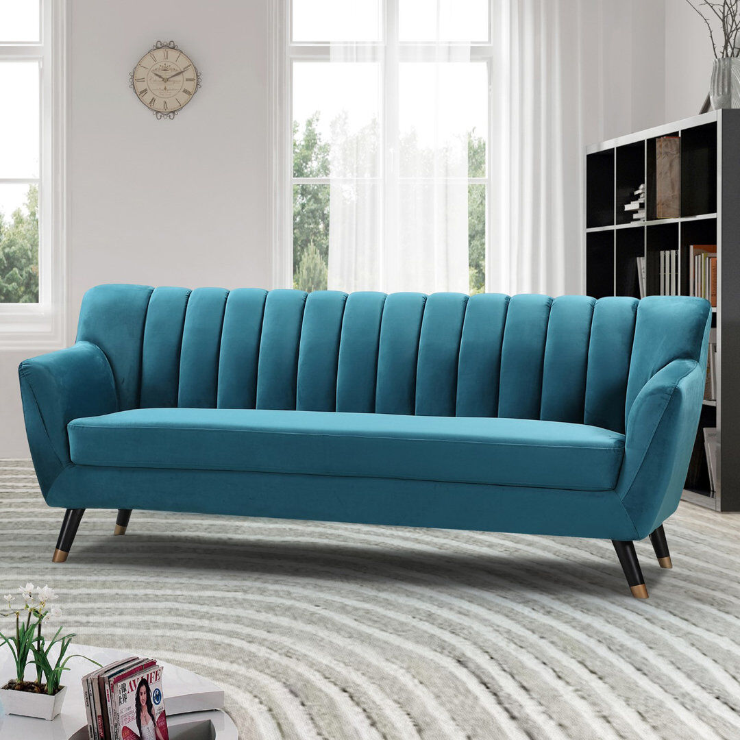 Etta Avenue Soraya 3 Seater Velvet Sofa Teal 80cm H X 198cm W X 81cm D