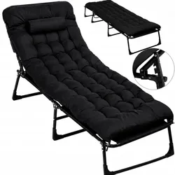 Klappbares Touristenbett BUSINESS, Feldbett, Premium-Campingbett - Schwarz
