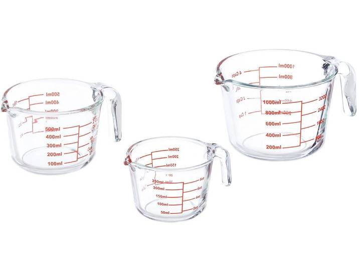Messbecher RELAXDAYS 3 Stück , rot (rot, transparent), Glas, Messbecher, Messbecher
