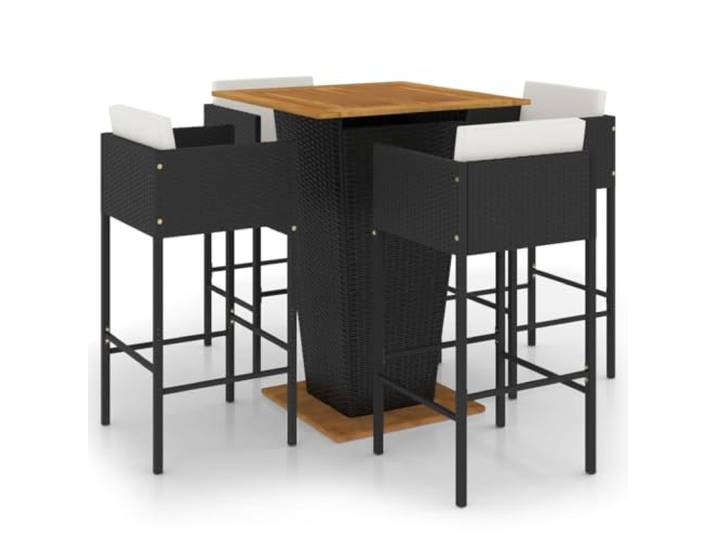 Helloshop26 Garten-Bar-Set, 5-teilig, mit Kissen, Polyrattan, schwarz, 02_0013406