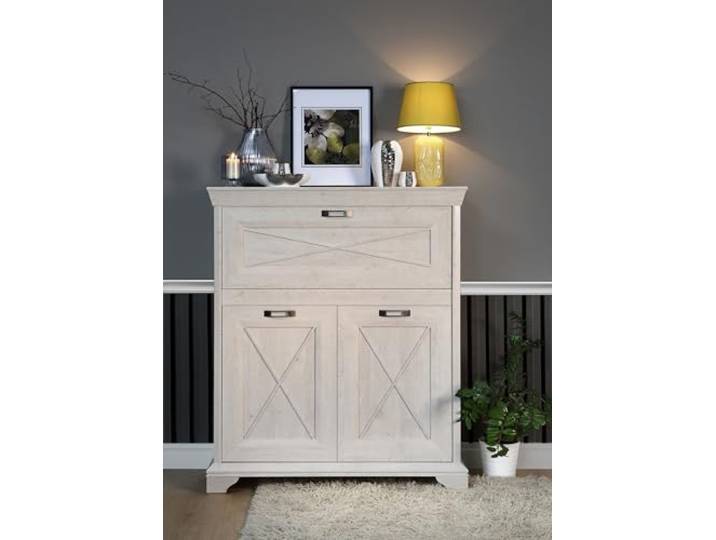 möbelando Kommode >Kashmir < in weiß,beige - 123x143,3x48,2cm (BxHxT)