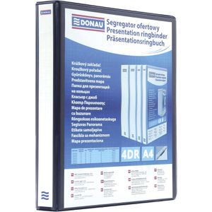 DONAU Präsentationsringbuch 2788504PL-01, A4, 4 Ringe, Ø 50mm, aus PP, schwarz, 3 Außentaschen