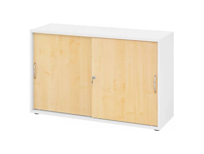 BETA S 1752S Schiebetürenschrank 2 OH Bogengriff Metall Weiß/Ahorn