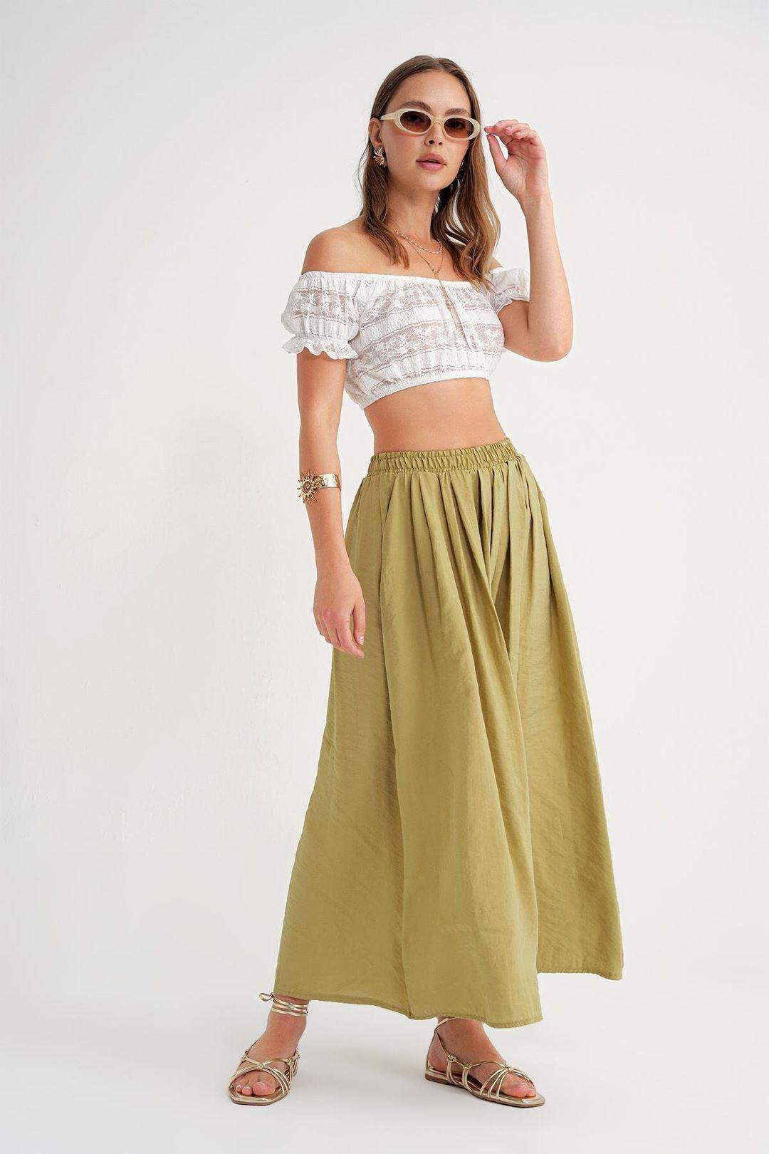 Hoge Taille Maxi Rok met Touwtje Taille