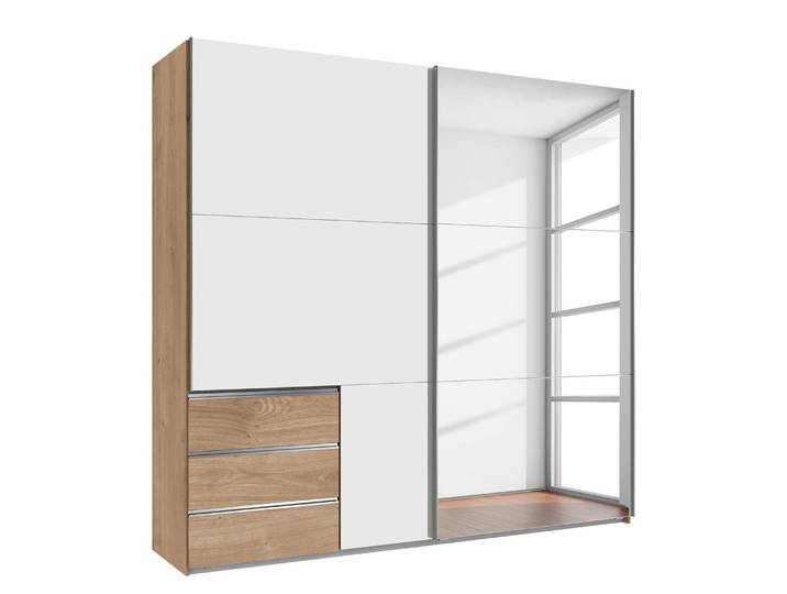 Schwebetürenschrank Level 36 D IV 250 x 236cm Weiß/Hochglanz Weiß/Eiche Dekor