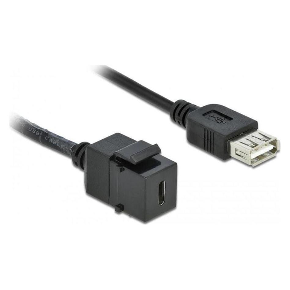 Delock Keystone-Modul USB2.0 USB-A - USB-C, 25cm schwarz (0.25 m, USB 2.0) (86384)