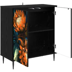 vidaXL, Kommode + Sideboard, Sideboard LOCHEM Schwarz Eichen-Optik 69 x 33 x 76 cm (33 x 69 x 76 cm)