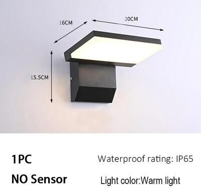 Inspire Curations LumiSense IP65 Modern Outdoor LED Wall Lamp With Sensor 1pc No Sensor Black