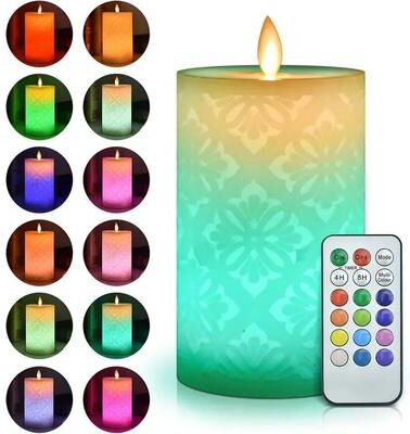 Uplift Treasures Color Changing Flameless LED Pillar Candles With Remote Control 1 Height 12.5cm Only