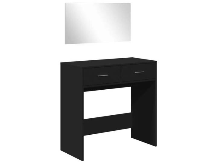 Coiffeuse - AKOZON - 80x39x80 cm - Noir - Bois d'ingénierie - Miroir inclus