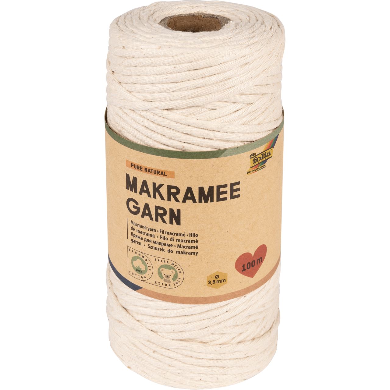 folia Makramee Garn natur Pure natural