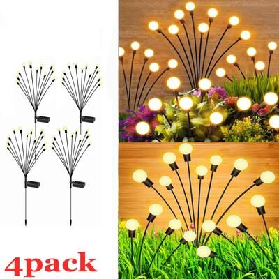 Uplift Picks Solar Swaying Garden Lights Create Firefly Glow Across Patios Paths Yards warm (4 Packs) 6 Led