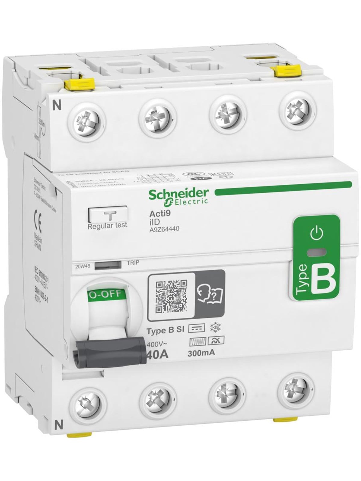 Schneider Electric Rccb earth leakage protection 4p 40a 300ma b-class-si super