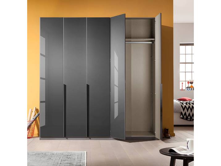 Drehtürenschrank Glam Glas 225cm Grau Basic Grau