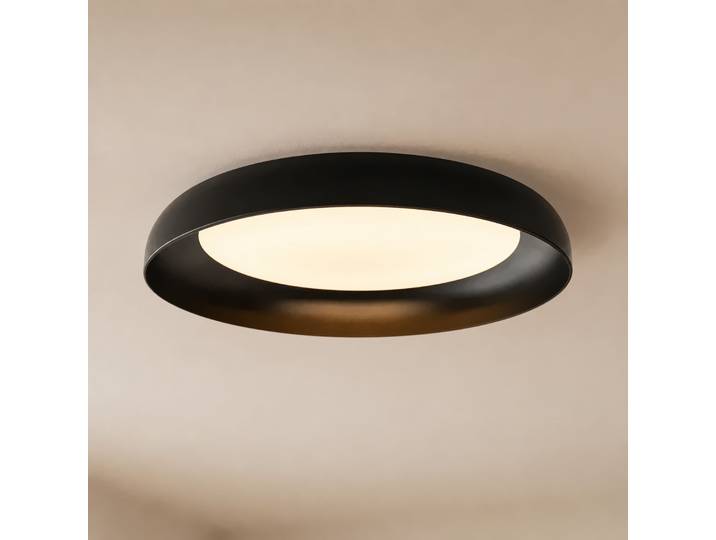 Plafonnier LED Florie, métal, noir, Ø 40 cm - Lindby - Salon / séjour - Moderne - Plastique - Affleurante