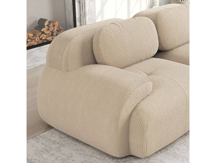 Canapé d'angle- Xylo- avec coussins en cordstoff Beige