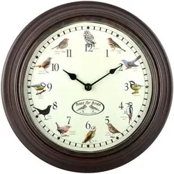 Esschert Design, Wanduhr, Wanduhr mit Vogelrufen (30.10 cm)
