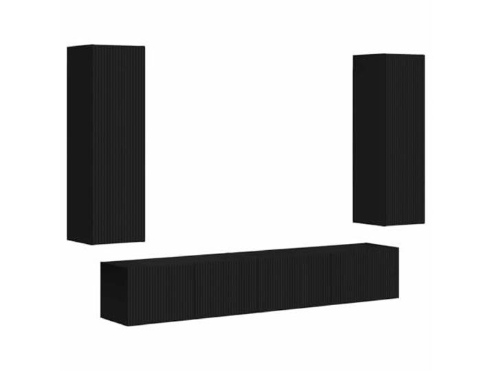 Kaorsrow TV-Schrank Set 3-Teilig Hängend Hängeboard Schwarz Holzwerkstoff Flexibles 3er Set Wandboards für Wohnzimmer und Schlafzimmer mit 5 Türen und 2 Ablagen für saubere Aufbewahrung.